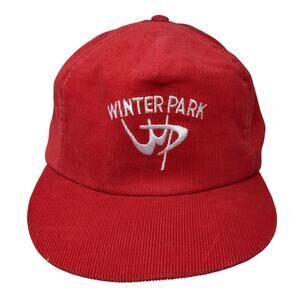 Winter Park Slideback Hat Red One Size Embroidered Outdoor Alto Berretto Vintage
